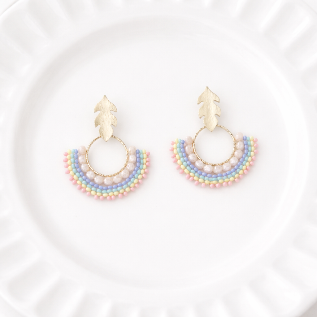 Hand made Beads Little Fan Earrings