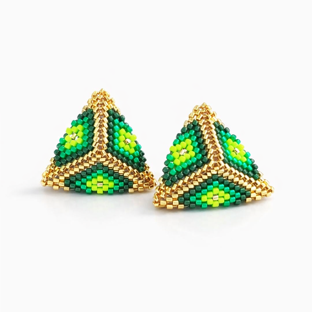 Handmade 3D Triangle Miyuki  Earring