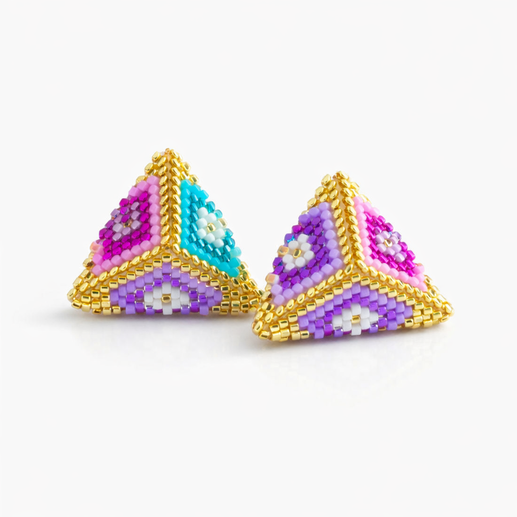 Handmade 3D Triangle Miyuki  Earring
