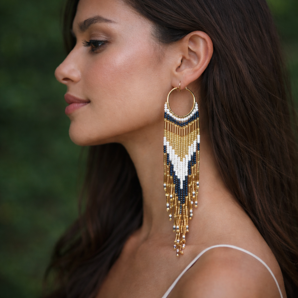 Handmade Beads Colombian Dangling Earrings