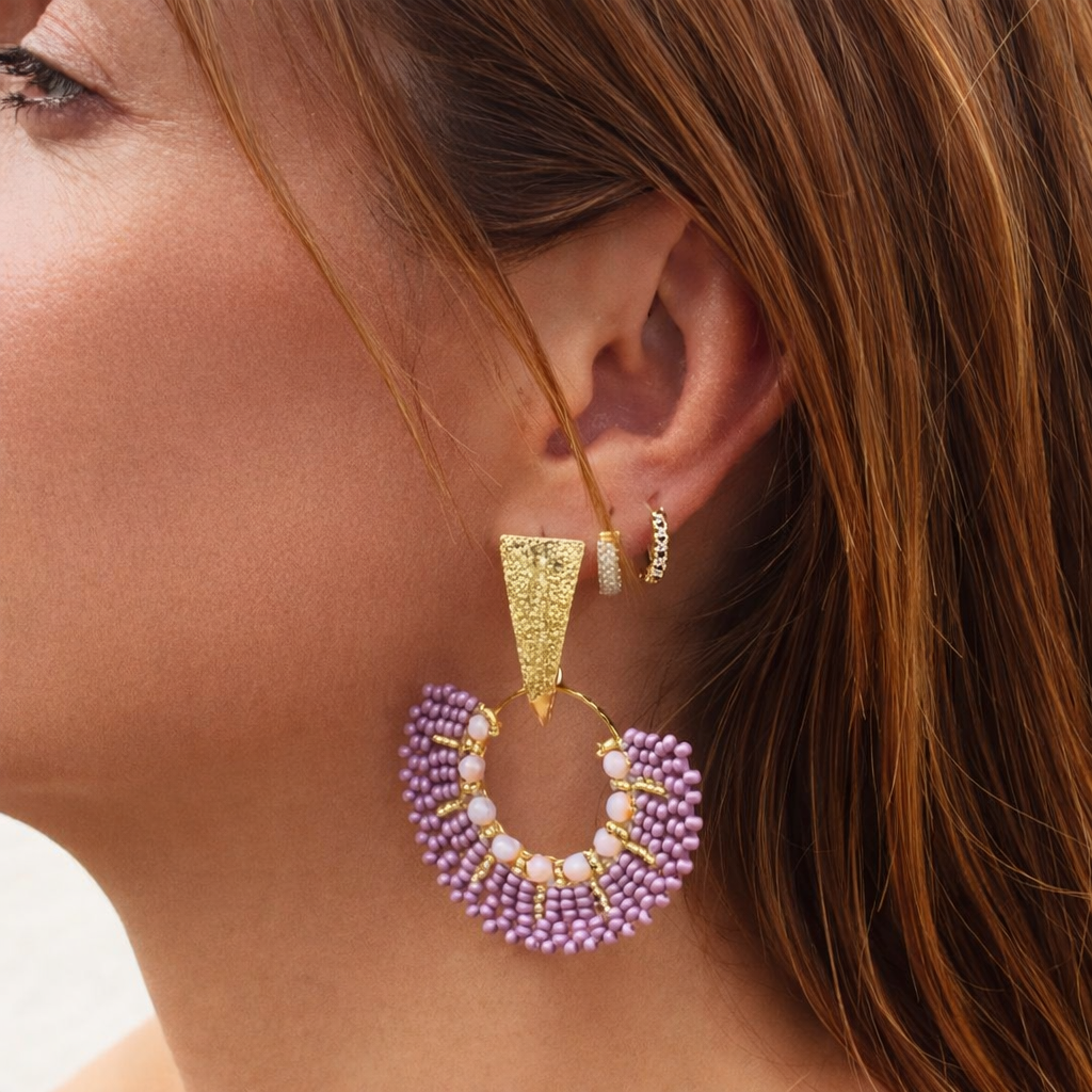 Handmade Beads disk-shaped Earrings