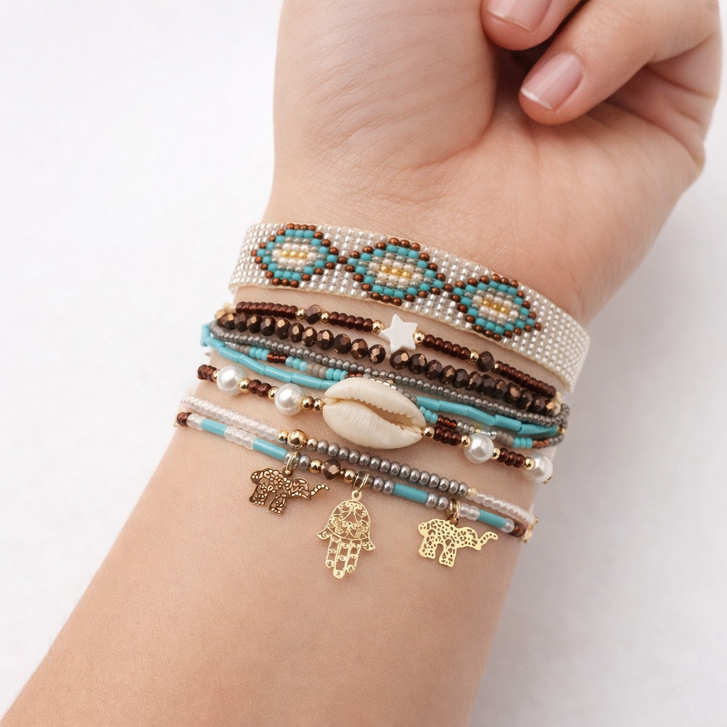 Handmade beads thick Bracelet Set