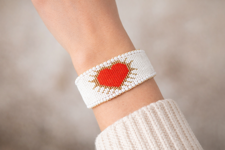 Handmade Beads Large Heart Bracelet