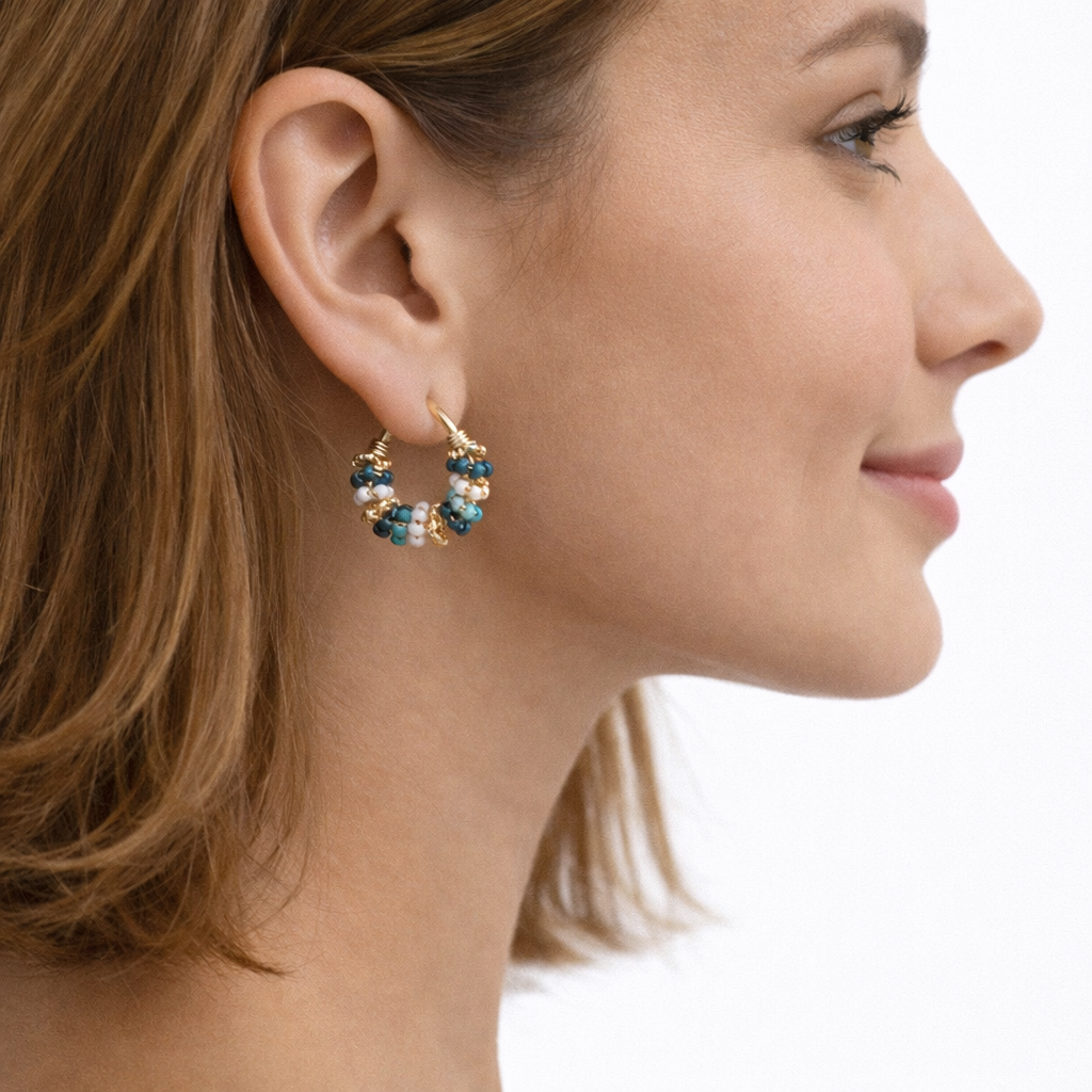 Handmade Beads Mini Hoops Earrings