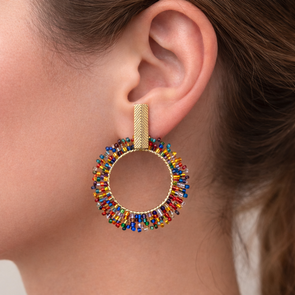 Handmade Little sunflower Beaded earrigns