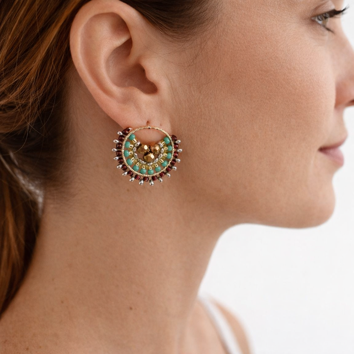 Handmade beaded Little Disk Earrings