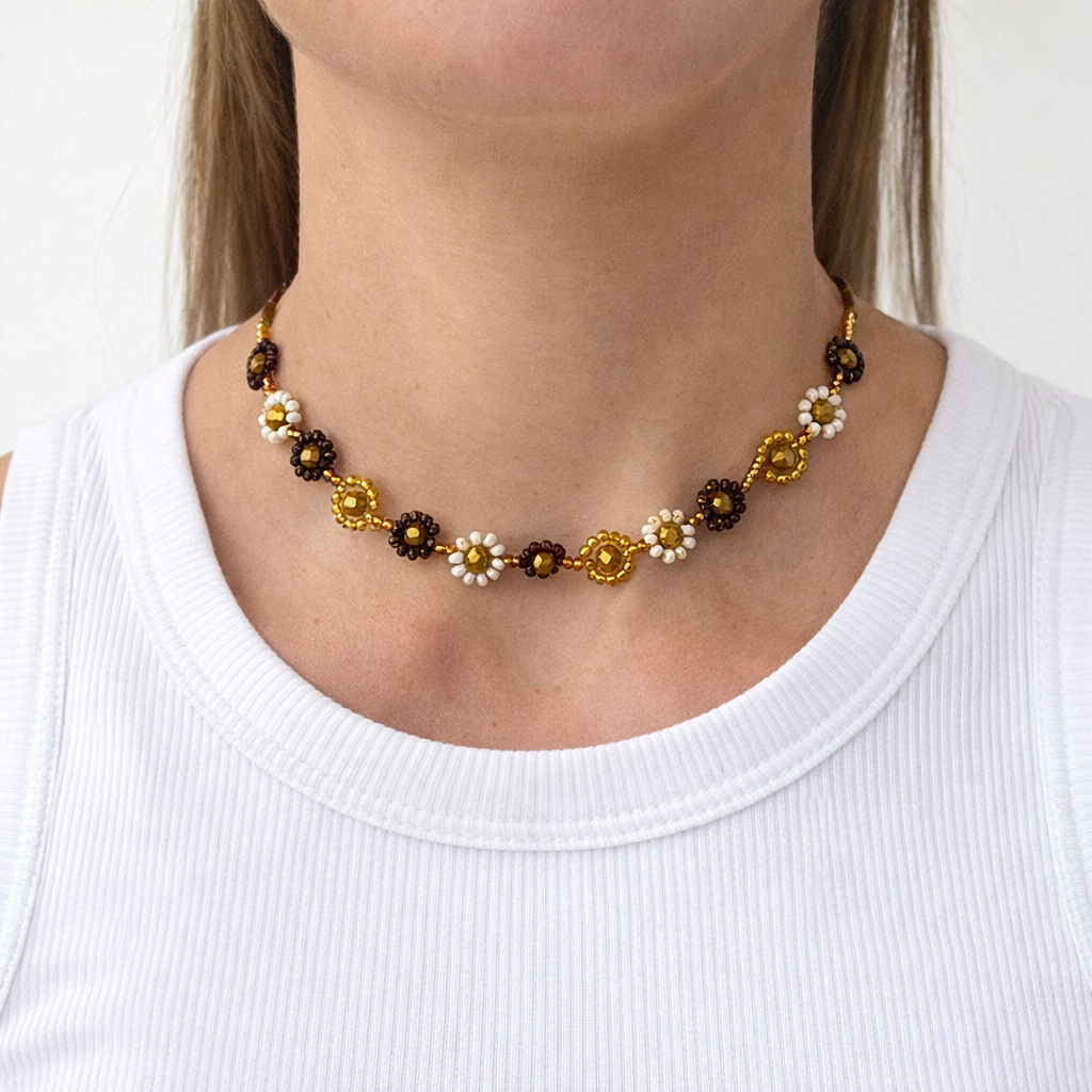 Beaded Flower Choker