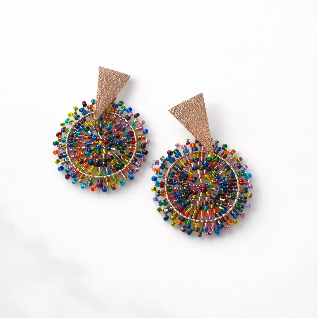Handmade beaded explosion earrings