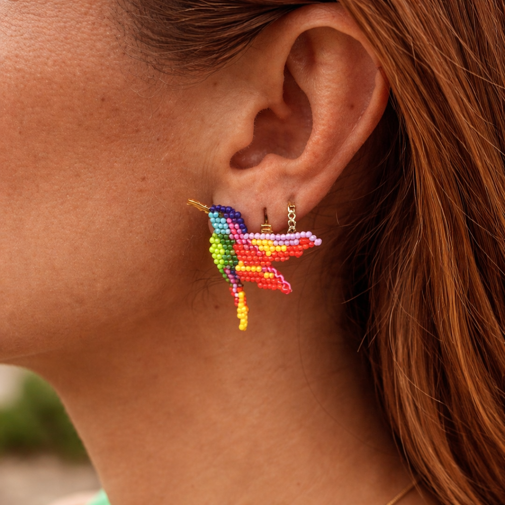Handmade Miyuki humming-bird Earrings