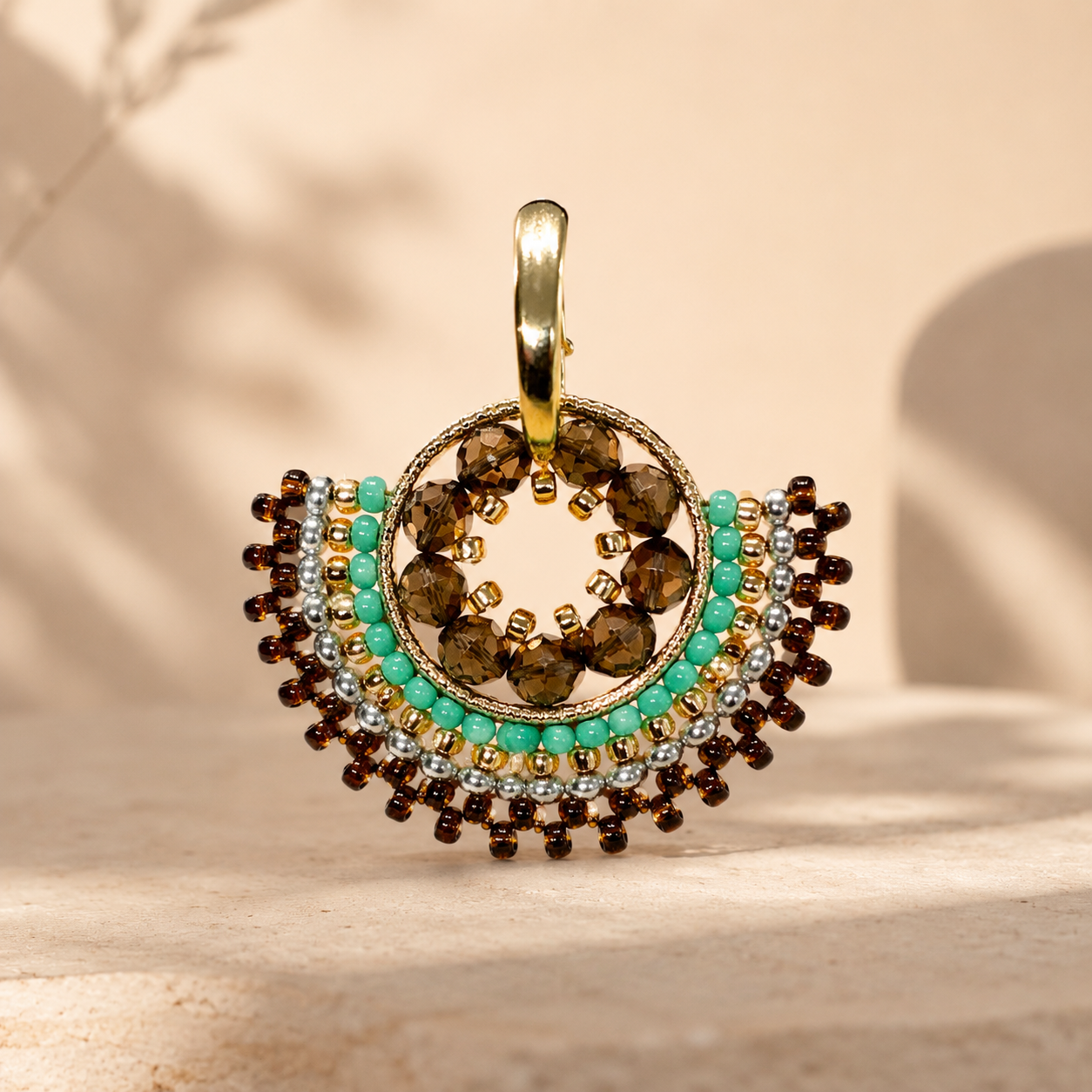 Handmade Beads Little disk-shaped Earring