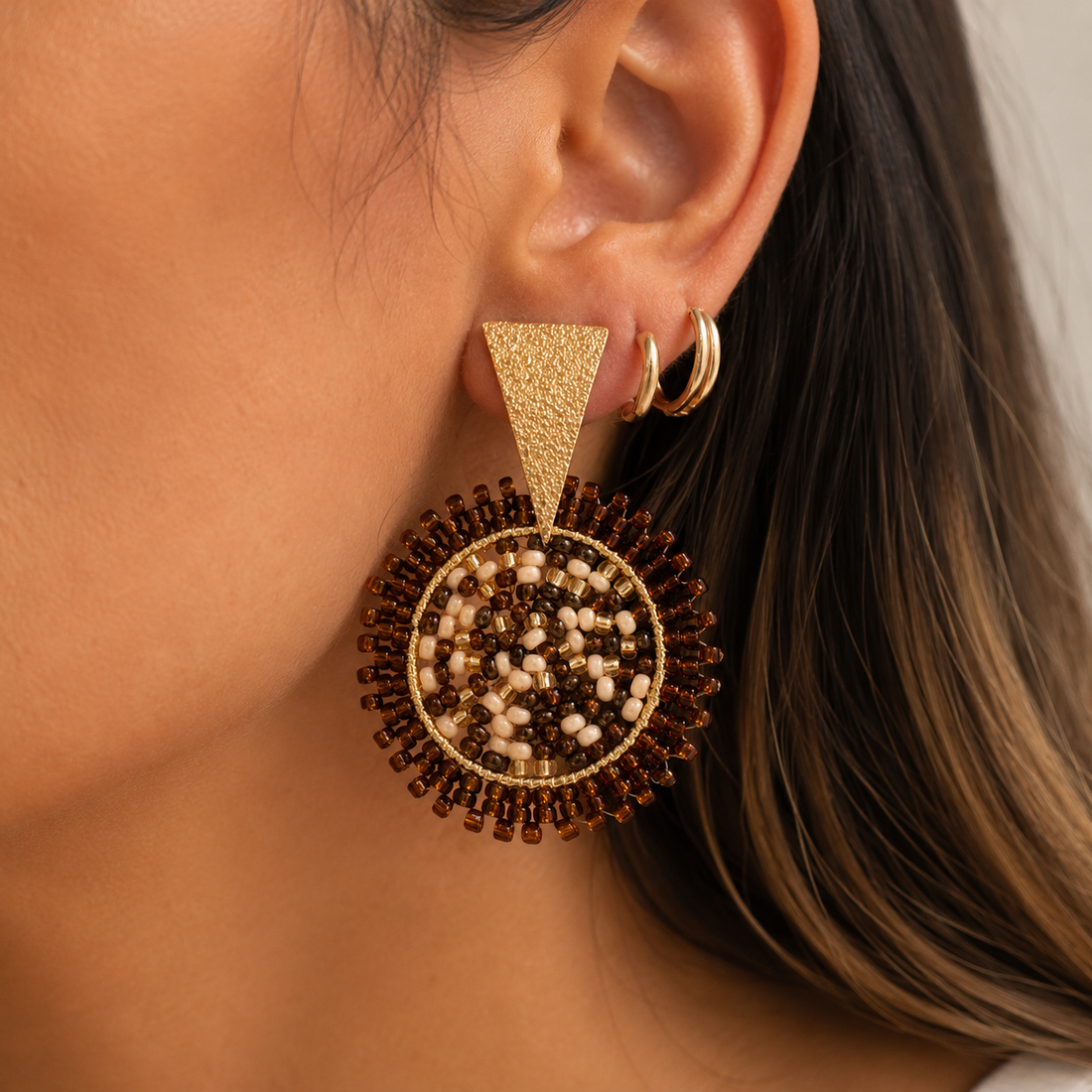 Handmade beaded explosion earrings