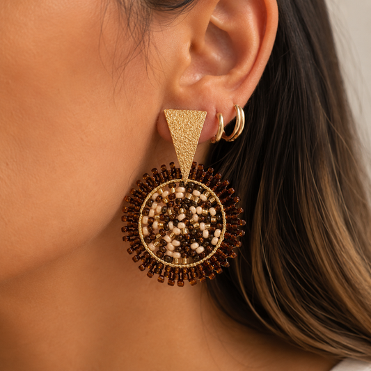 Handmade beaded explosion earrings