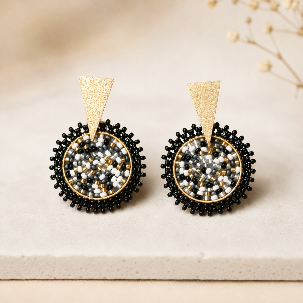 Handmade beaded explosion earrings