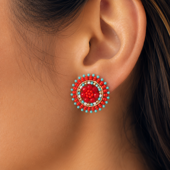 handmade Medium Round beaded Earring