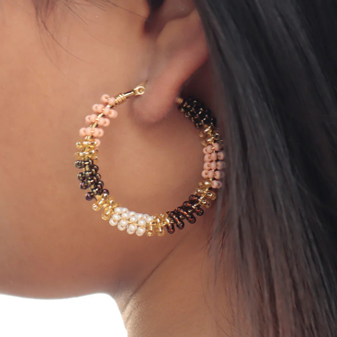 Handmade Beads Big Hoops Earrings