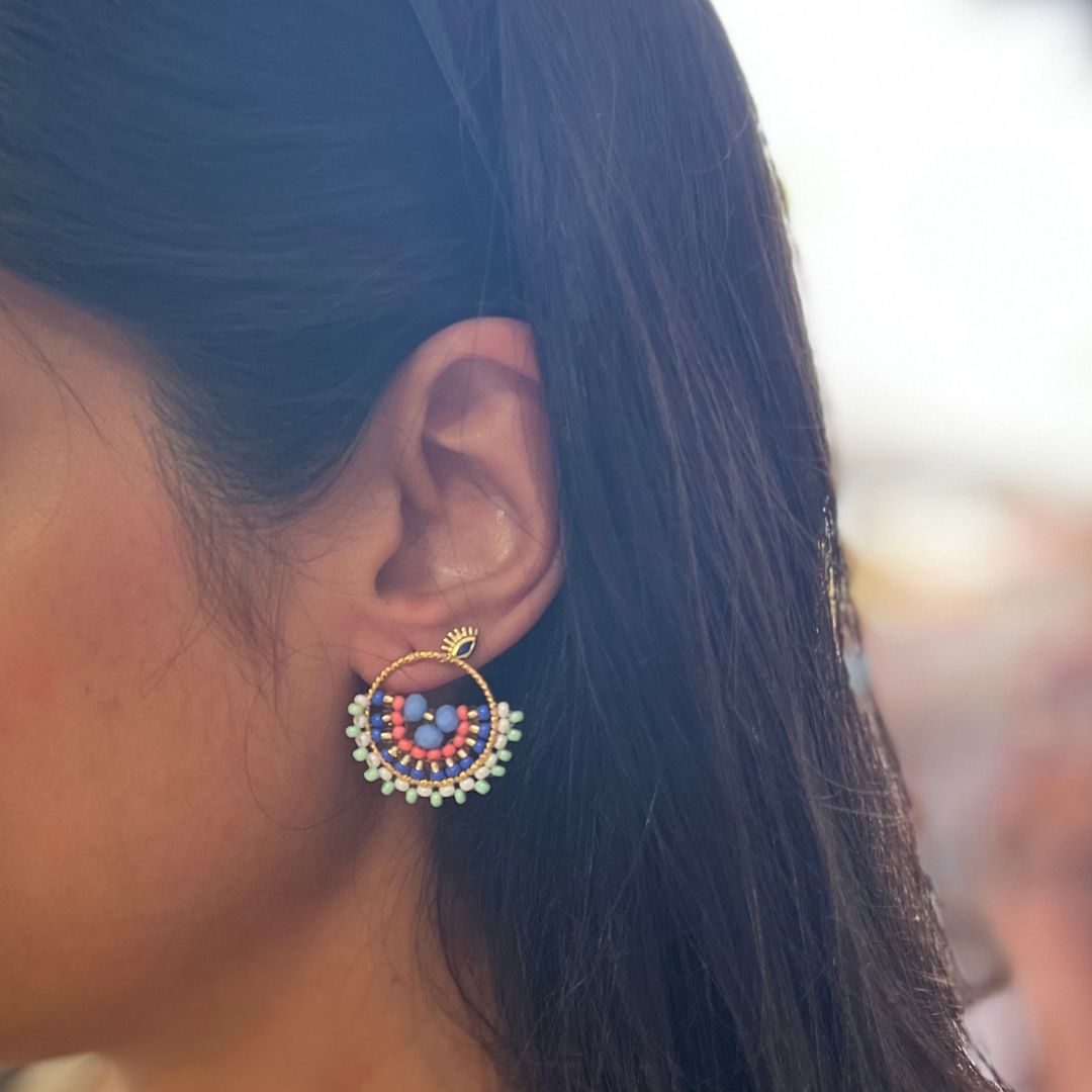 Handmade beaded Little Disk Earrings
