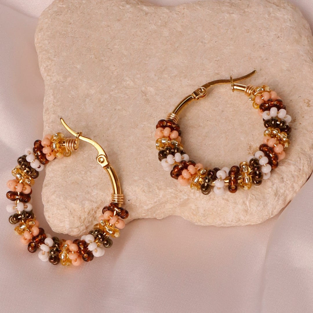 Handmade medium Hoops beaded