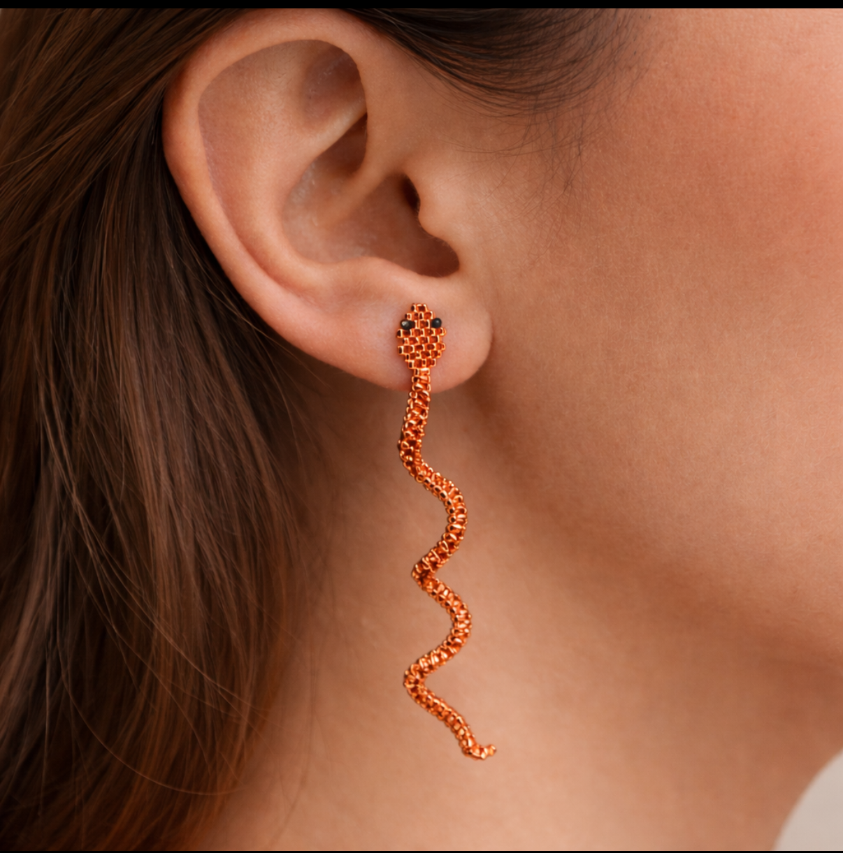 Snake Beaded Statement Earrings