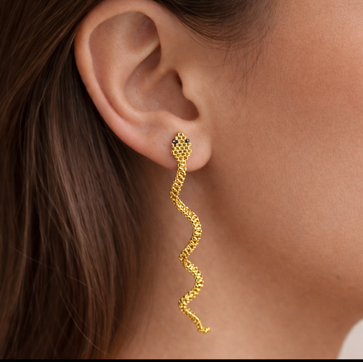 Snake Beaded Statement Earrings