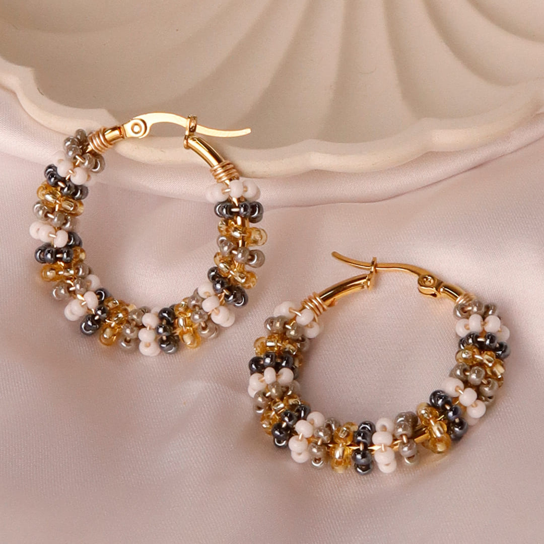 Handmade medium Hoops beaded
